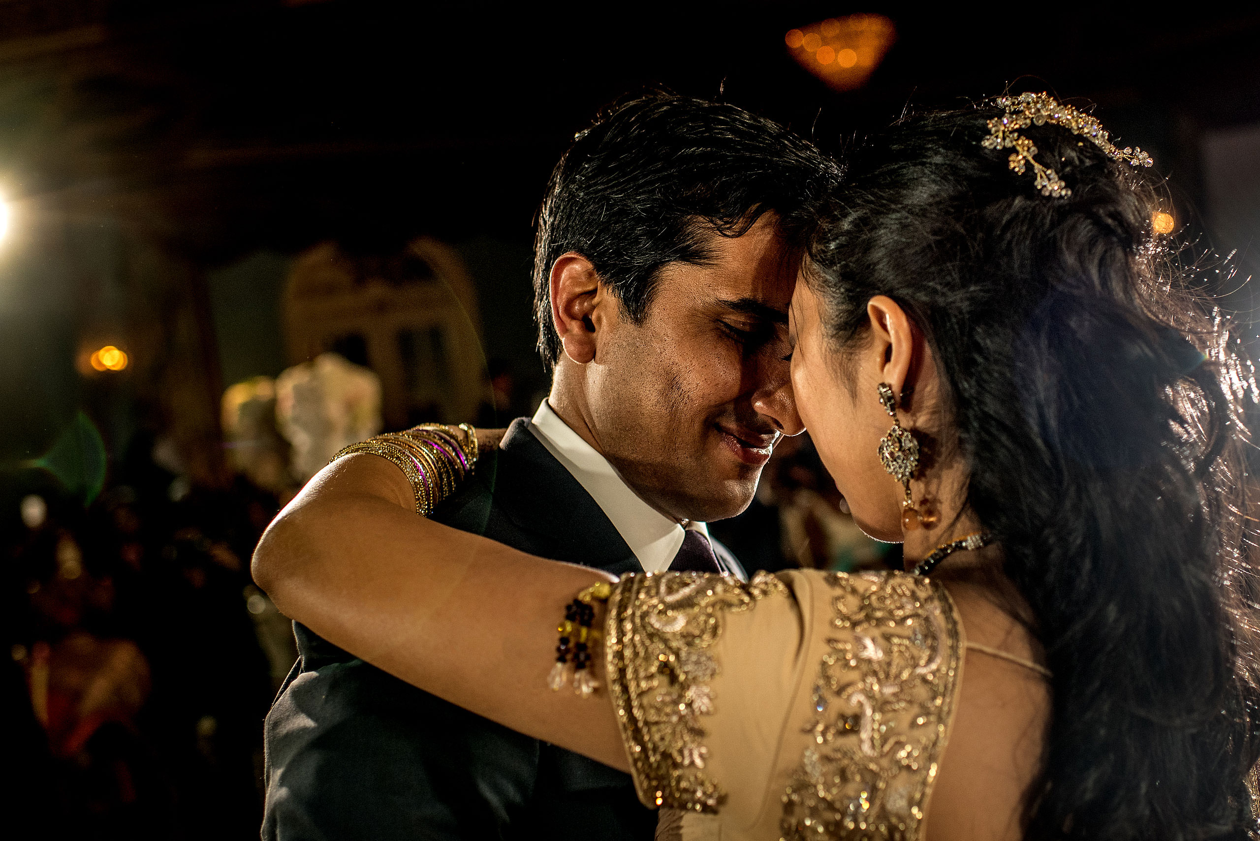 indian groom and bride having first dance for cascade ballroom banff springs wedding by sean leblanc