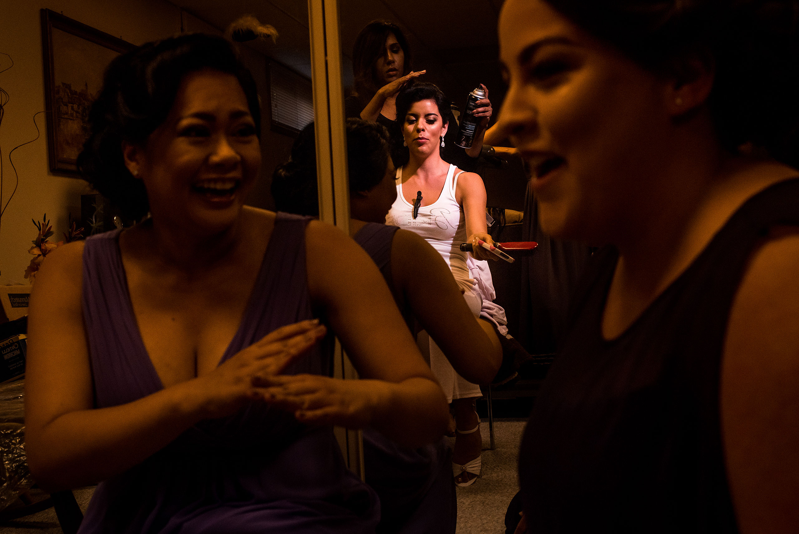 a bride getting ready with her bridesmaids by Edmonton wedding photographer sean leblanc