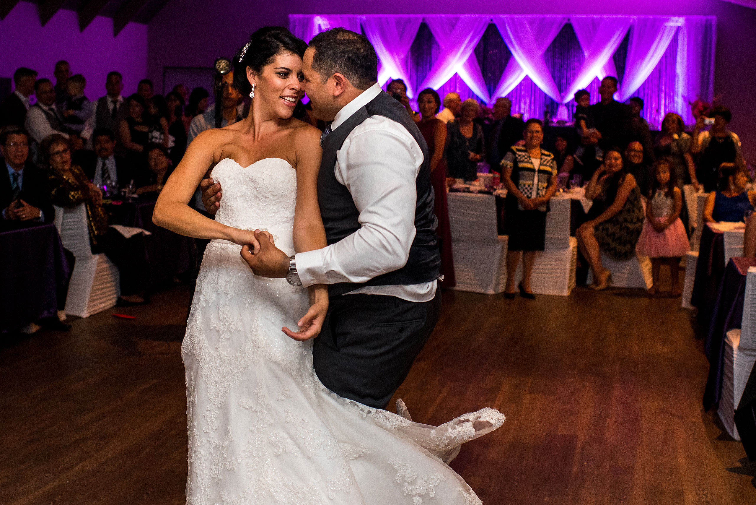 a bride and groom dancing by Edmonton wedding photographer sean leblanc