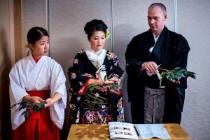 a Japanese bride and groom getting ready before thier wedding ceremony by Japan Destination Wedding Photographer Sean LeBlanc
