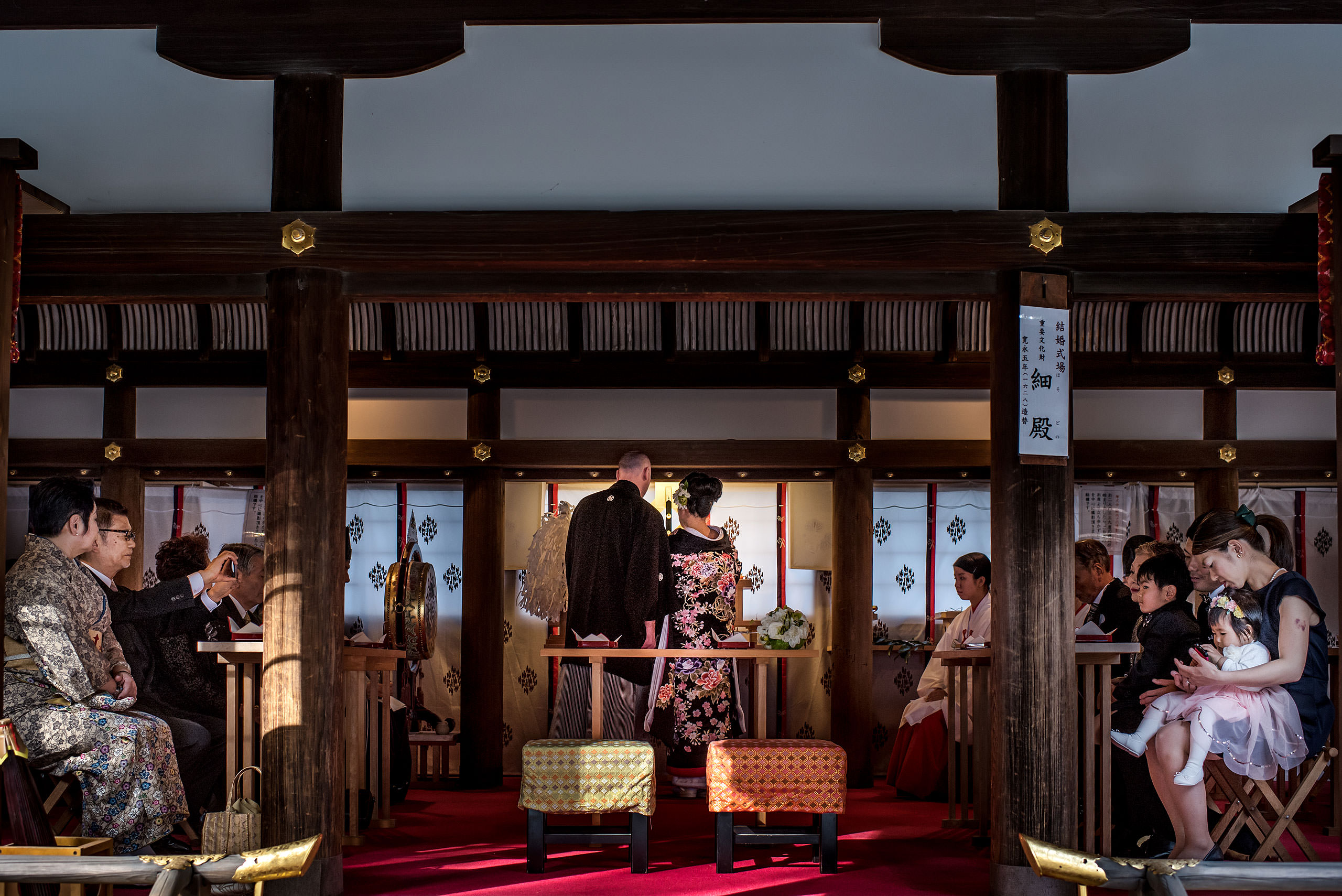 a Japanese bride and groom at their wedding ceremony by Japan Destination Wedding Photographer Sean LeBlanc