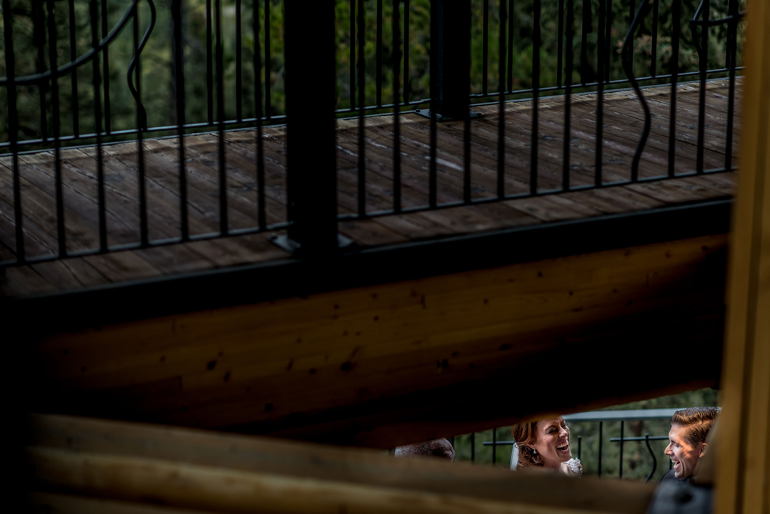 a bride and groom laughing at Priddis Azuridge Wedding by sean leblanc