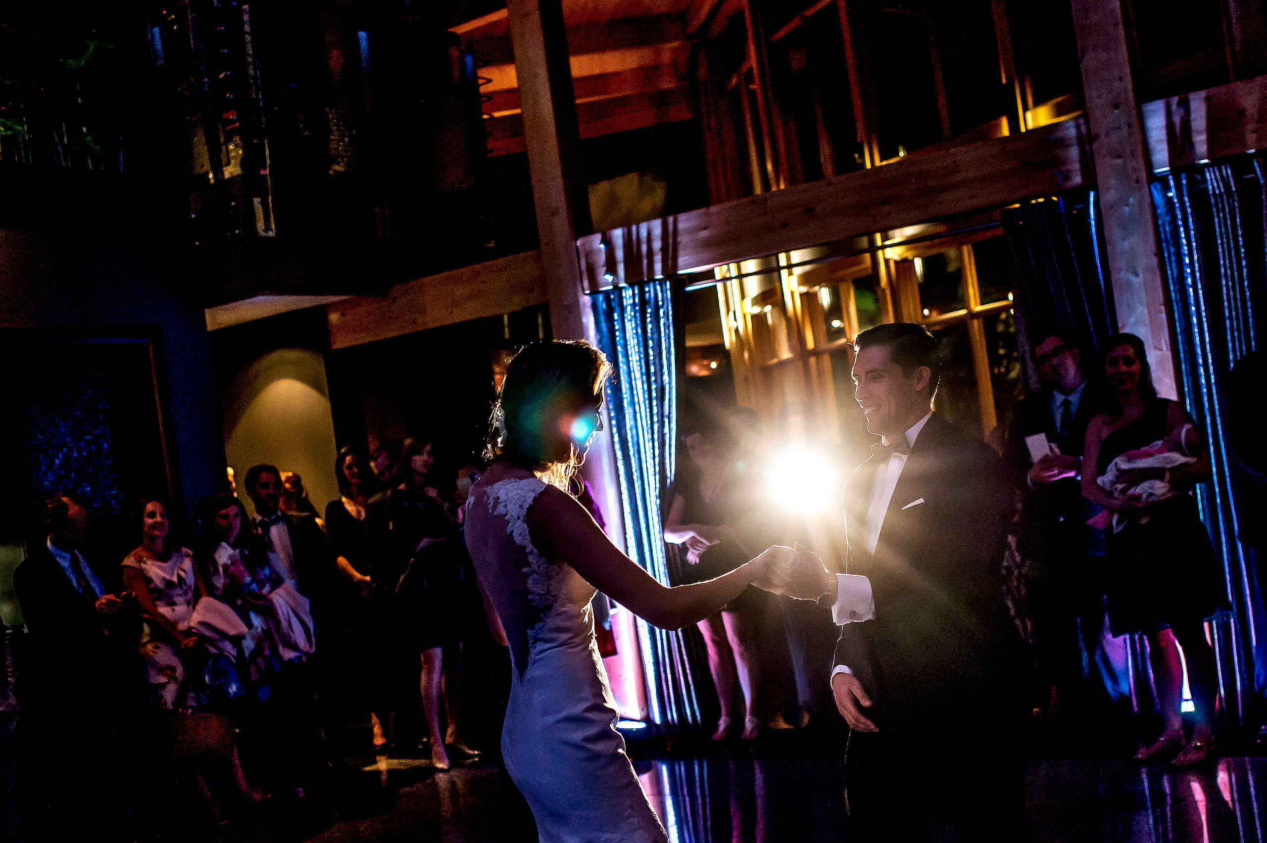 a bride and groom dancing at Priddis Azuridge Wedding by sean leblanc