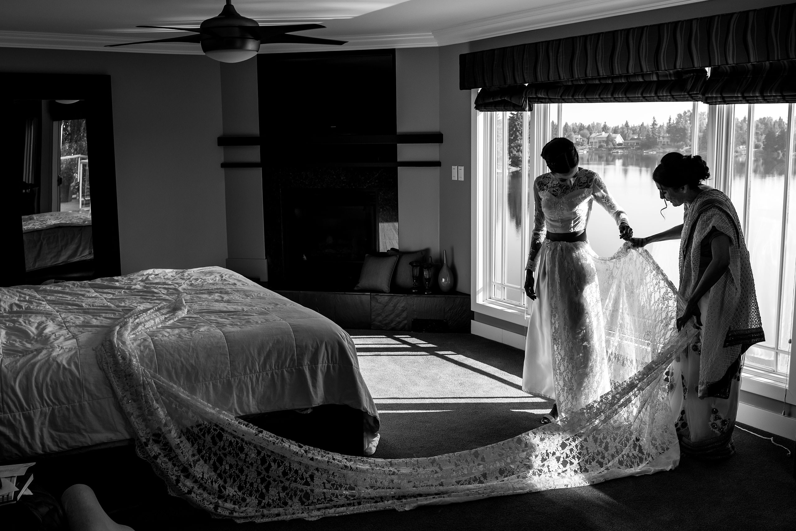 an Indian bride getting ready for her wedding day by Calgary Banff Wedding Photographer Sean LeBlanc