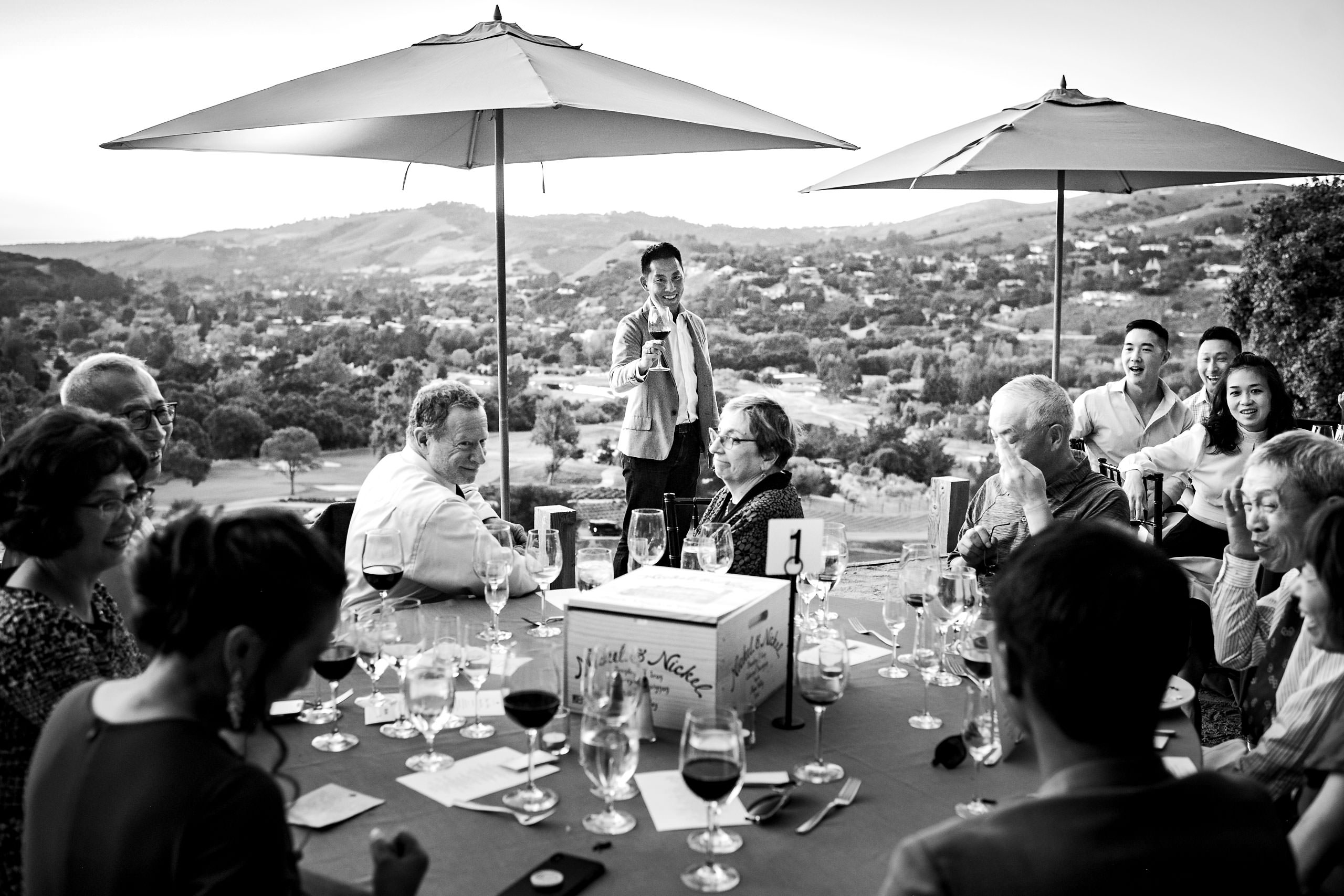 Best man giving a toast by Carmel Valley Ranch Wedding Photographer Sean LeBlanc