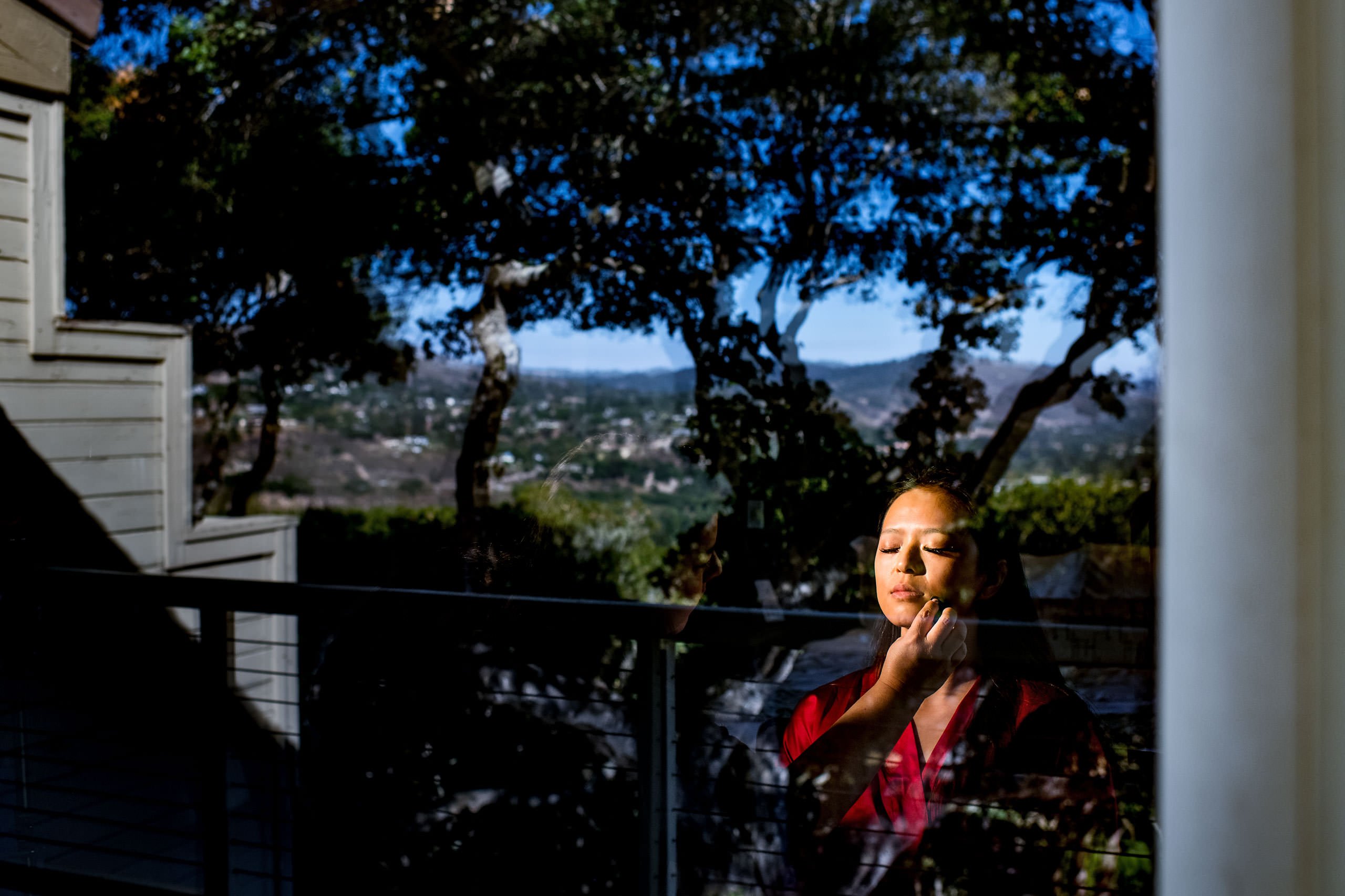 Bride getting ready by Carmel Valley Ranch Wedding Photographer Sean LeBlanc