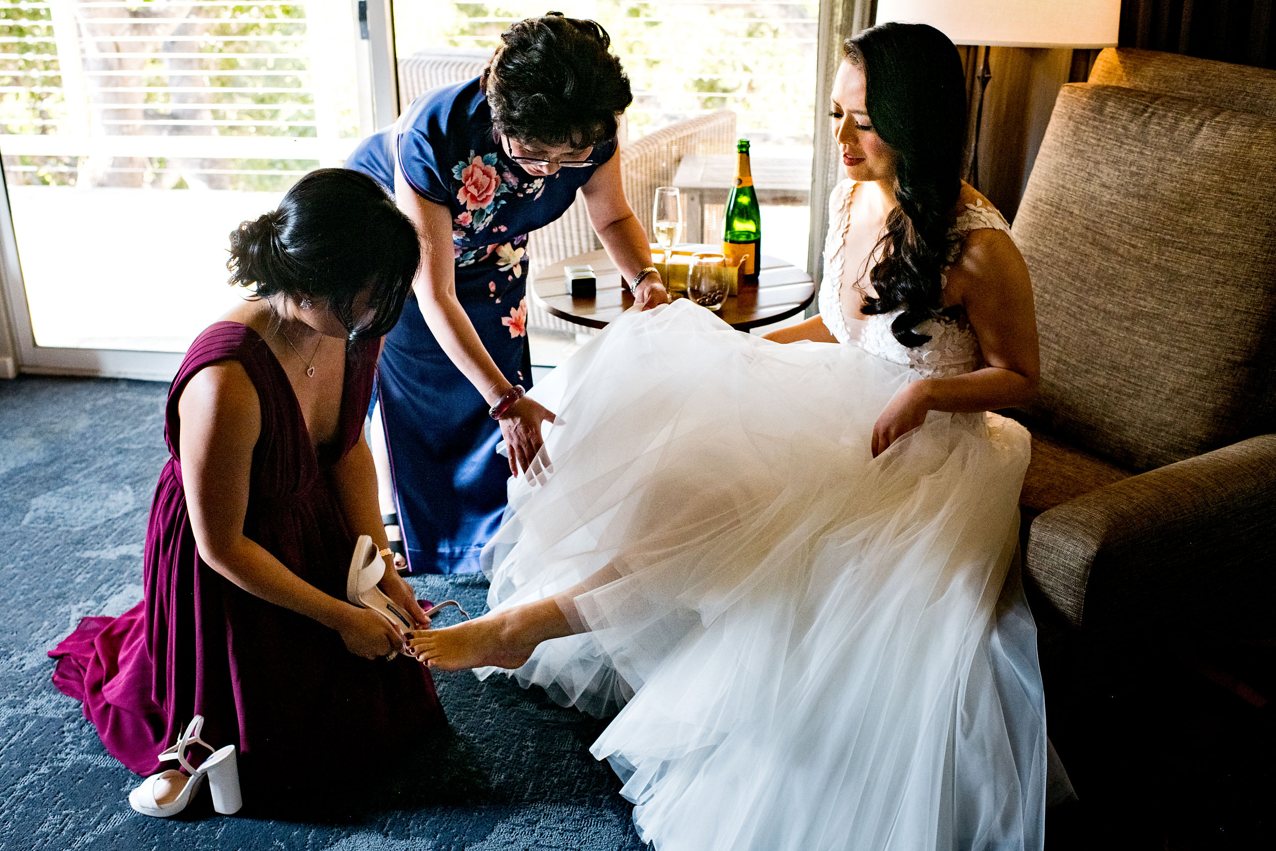 Bride getting ready by Carmel Valley Ranch Wedding Photographer Sean LeBlanc